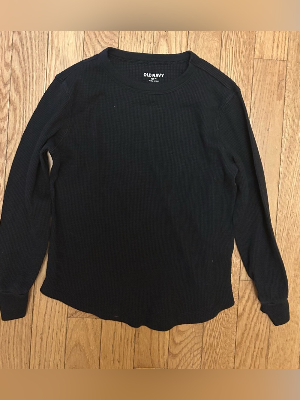 Boys Old Navy Black Thermal Long Sleeve Top Size 6/7